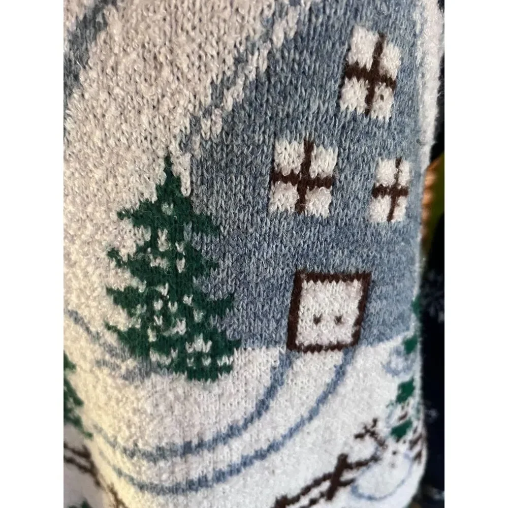 Vintage Snowy Scene Christmas Sweater L/XL